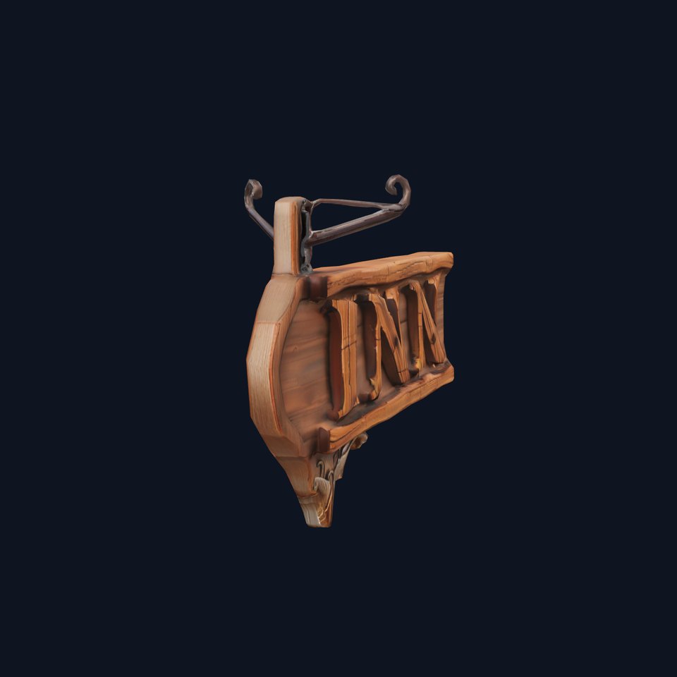 Vintage Wooden Inn Sign model pack